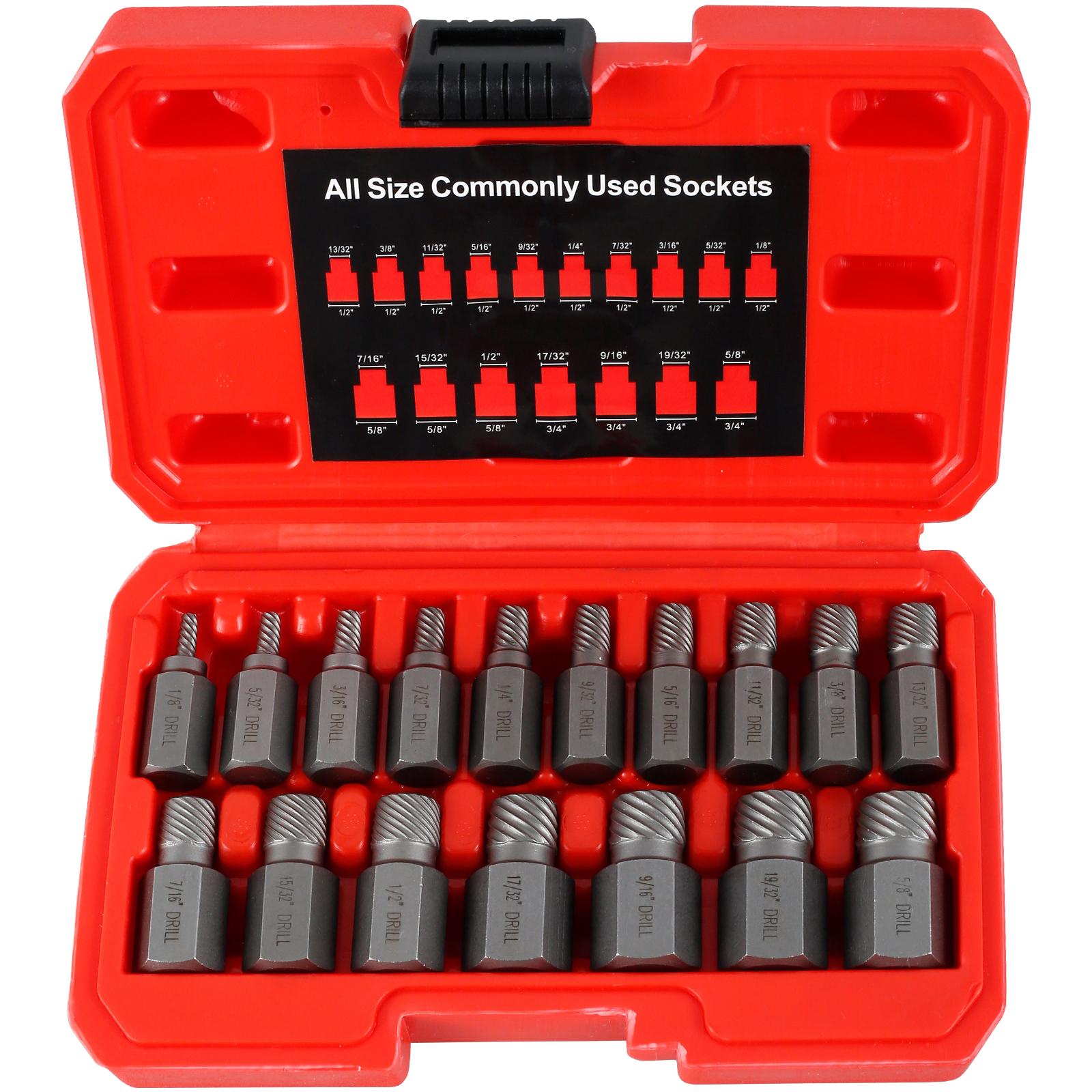 

17Pcs Screw Extractor Set Hex Head Easy Out Bolt Extractor Set Portable Damaged Bolt Nut Remover Tool for Broken Bolts Studs