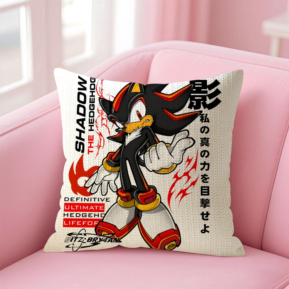 Classic Game Anime SSonic Cushion Cover Natural Linen Pillow Case DoubleSided Print Decorative Sofa Pillowcase Home Decor Gift