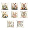 Rabbit Easter Eggs Easter Cushion Cover Linen Printed 45x45cm Sofa Pillowcase Soft Square Decorative Easter Pillow Case