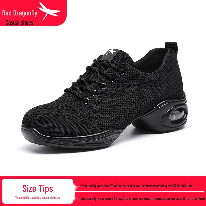 Red Dragonfly Women s Mid-Heel Mesh Dance Shoes - Spring Casual Sports Square Dance Footwear 37