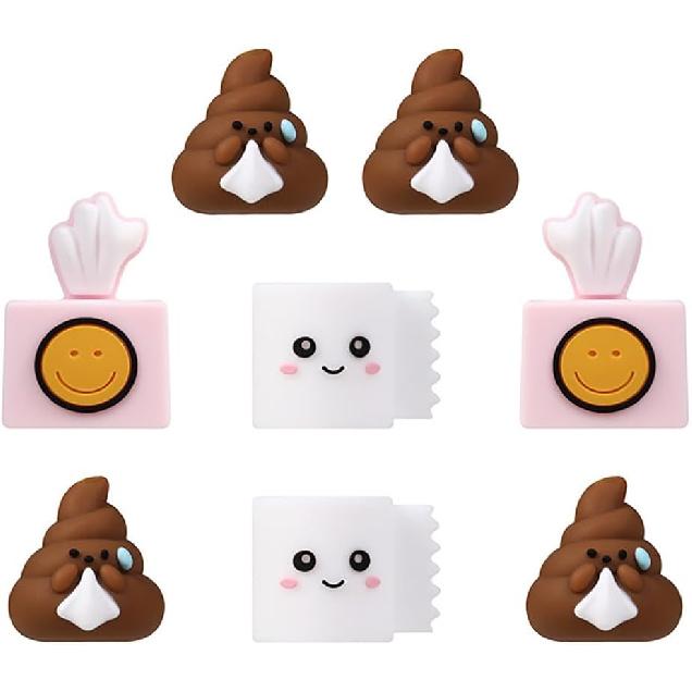 18Pcs Poop Silicone Focal Beads, Funny Cartoon Silicone Beads, Loose Silicone Spacer Beads, Large Hole Rubber Shaped Beads, for Jewelry Making DIY