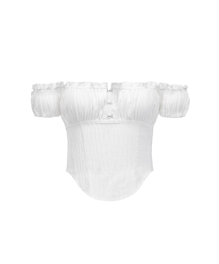 ROCKCAKE Curve Line Corset Blouse - White