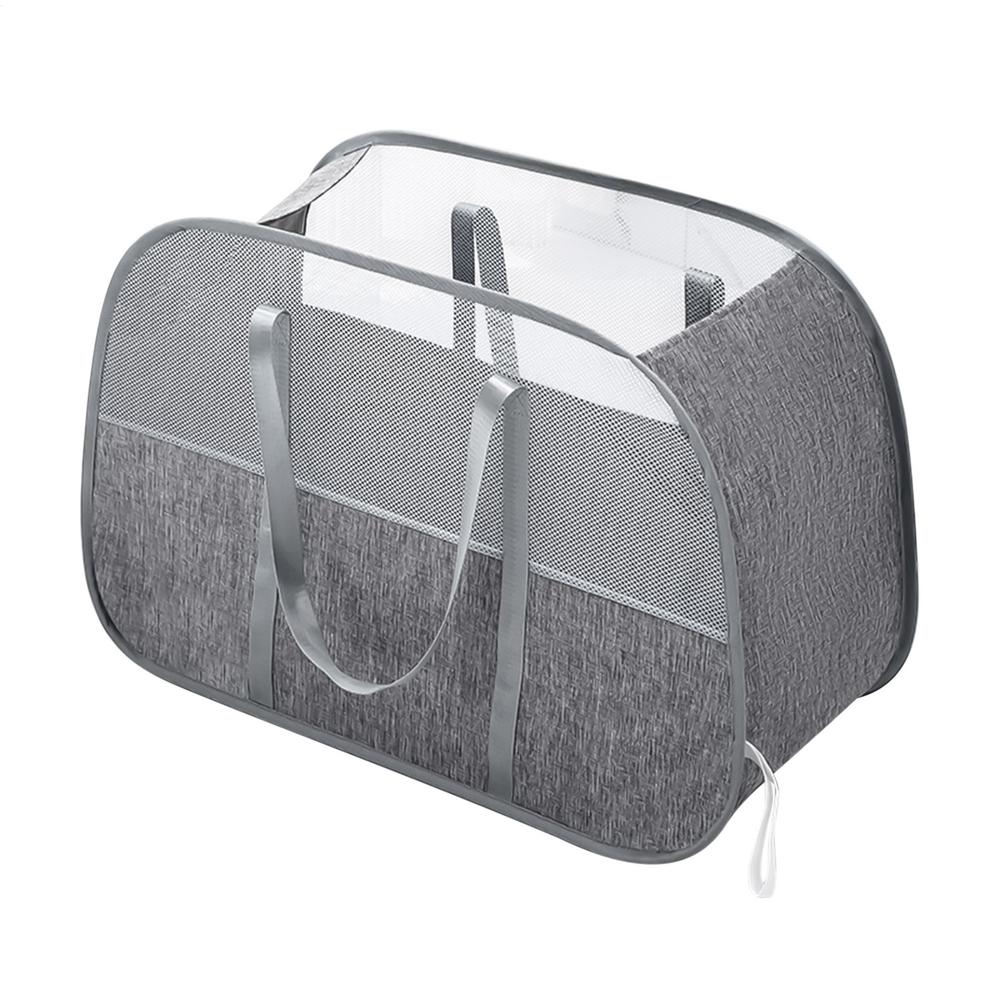 

Foldable Mesh Laundry Basket for Kids Toy Storage Laundry Organizer Home Organization Durable Clothes Basket for Dirty Clothes серый
