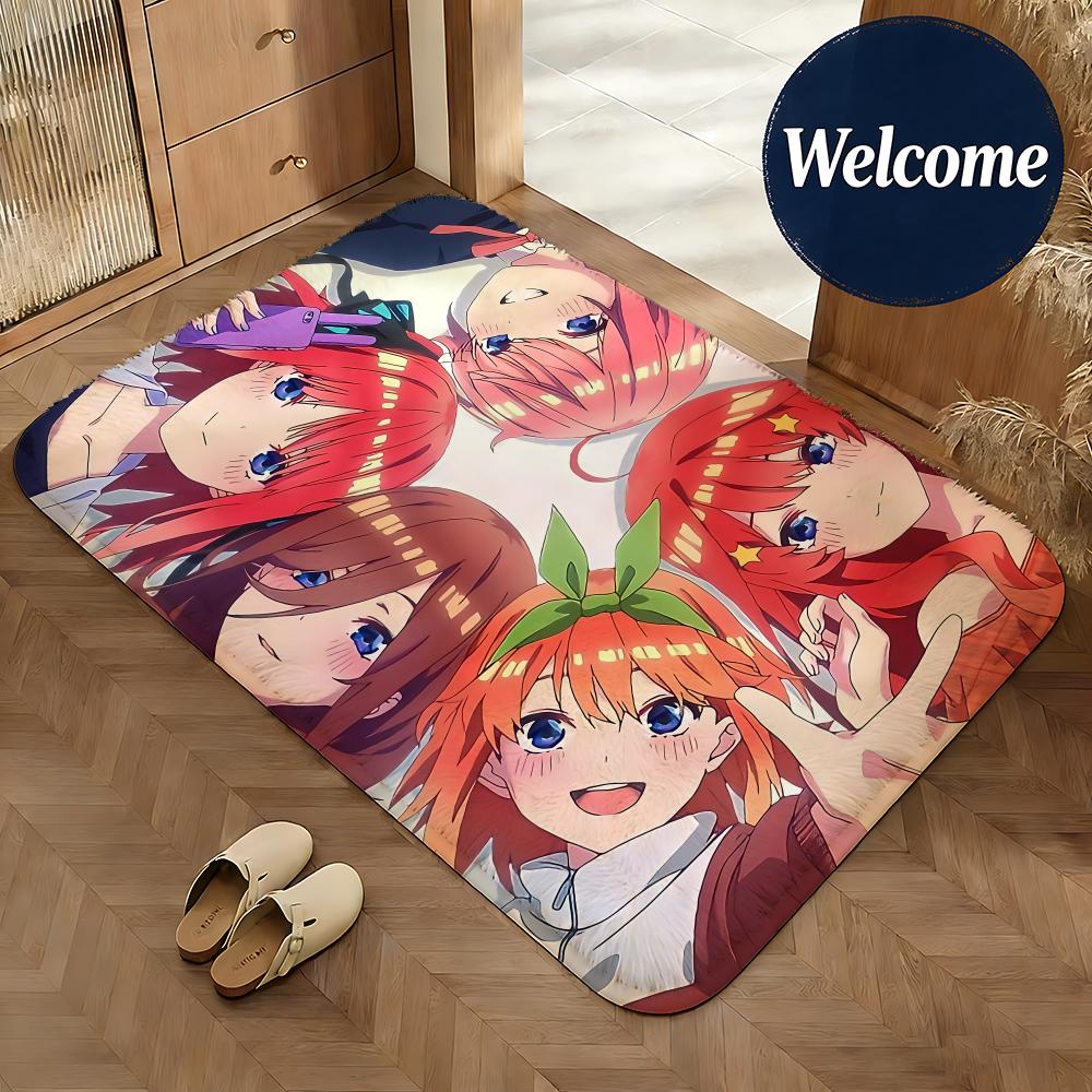 Soft Flannel Floor Mat Anime The Quintessential Quintuplets Floor Mat Non-Slip Absorbent Doormat Bathroom Bedroom Home Decor Rug