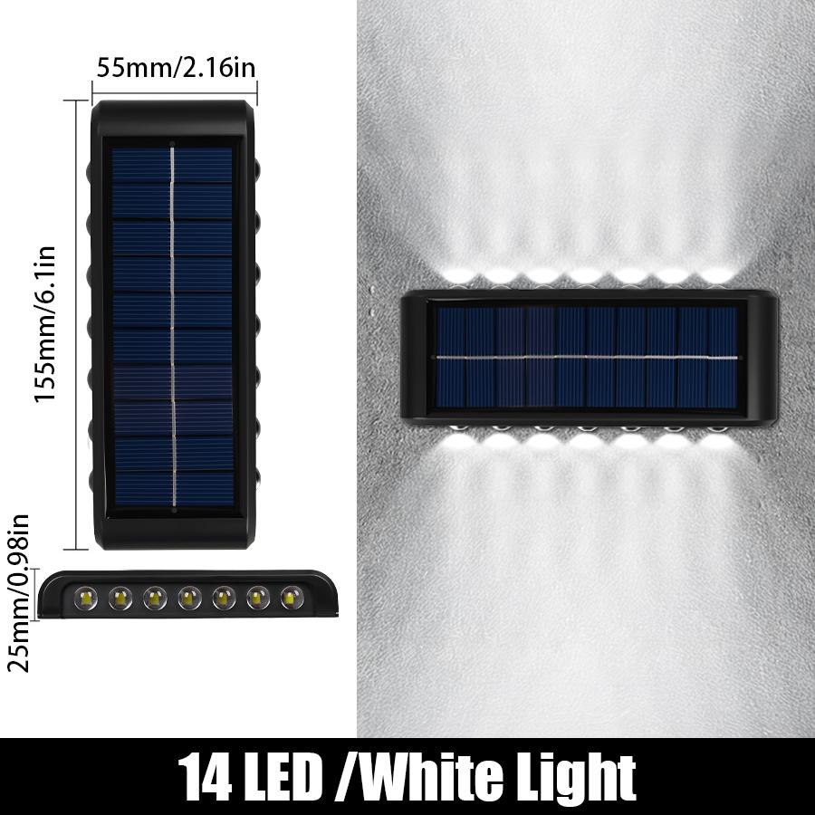 14/16 LED Solar Wall Lamp 1200mAh Outdoor Waterproof Up and Down Solar Lighting Light for Garden Fence Decoration Sunlight Light