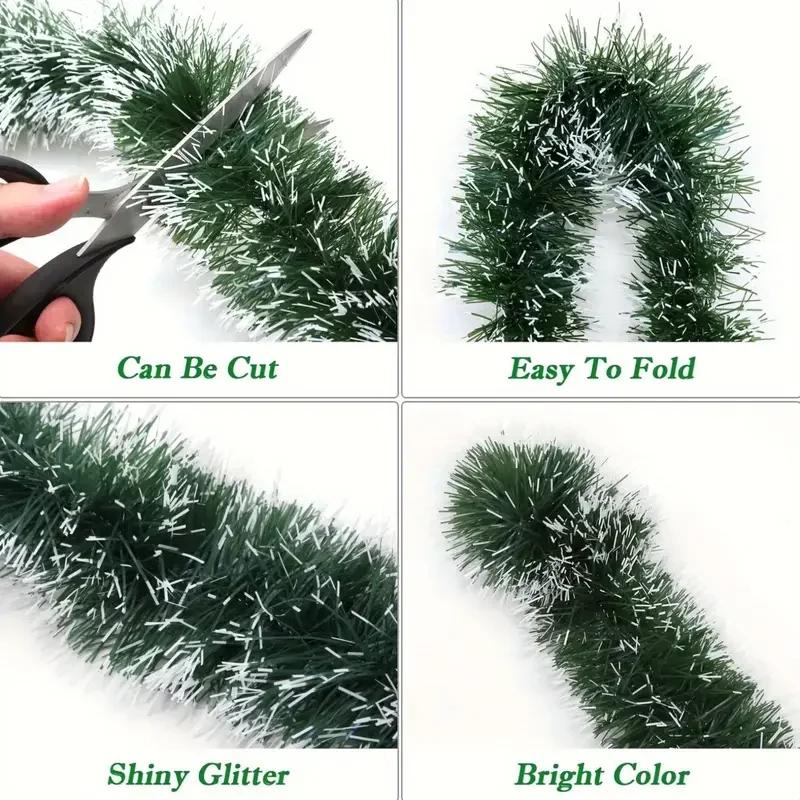 Christmas Tinsel Garlands Decoration Bar Tops Ribbon Garland with Bowknot Xmas Tree Ornaments Party Home Decor Pendant Prop