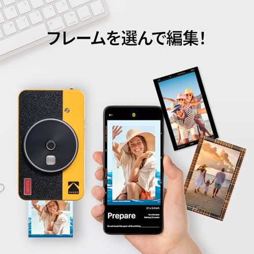 Kodak Mini Shot 2 Retro 4PASS 2-in-1 Instant Camera & Photo Printer (5.3x8.6cm) with 8-Print Camera and 30-Print Accessory Bundle, White