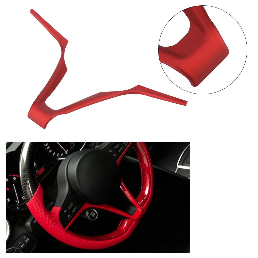 ABS V Shape Car Steering Wheel Frame Decoration Trim Fits for Alfa Romeo Stelvio Giulia(Red)