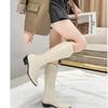 Autumn and Winter V-mouth Western Cowboy Boots Retro Side Zipper Pointed High Knight Boots Thick Heel But Knee Boots