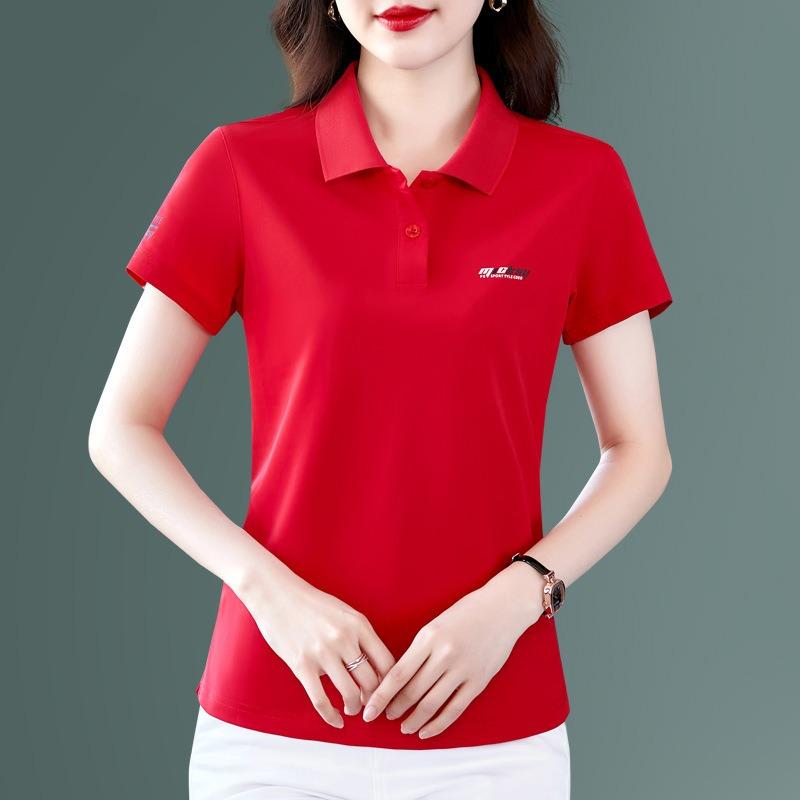 

YYFS Женская мода Повседневная Летняя Весна Однотонный Принт Короткий Рукав Воротник ПОЛО Блузки и Рубашки XXXXL