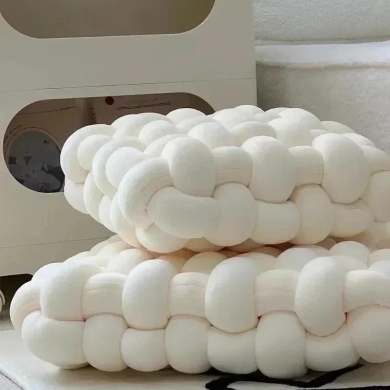 Knotted Square Cushion Nordic Aesthetic Stuffed Pillow Office Chair Decorative Plush Pillow Sleeping Back Knot Hand-made Cushion