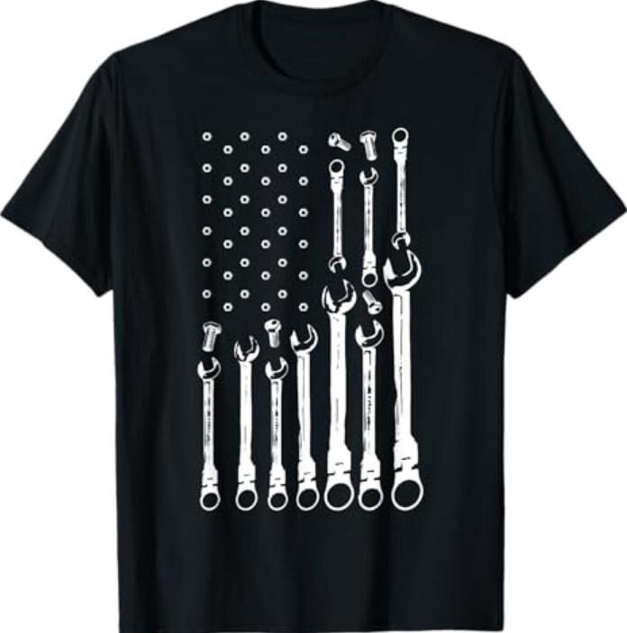 Mechanic Flag American Patriotic Flag Car Mechanic USA Flag T-Shirt S