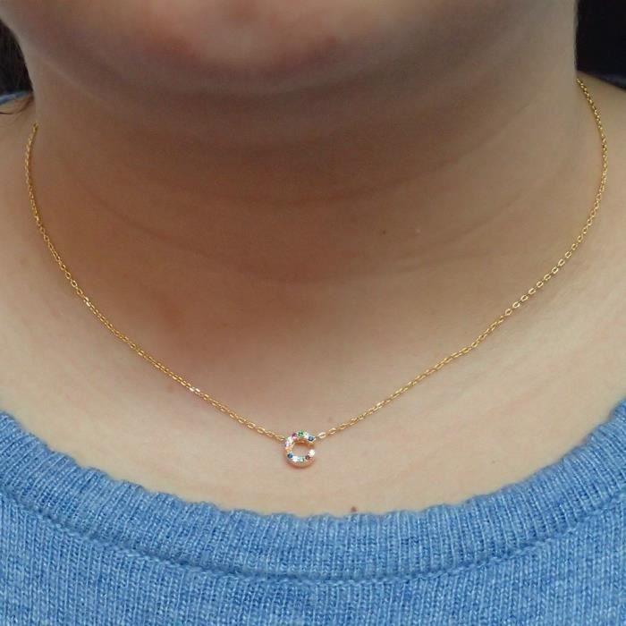 Choker - LUXENTER - Loi - 925 Sterling Silver - Gold Pendant - Multicolored Zircons