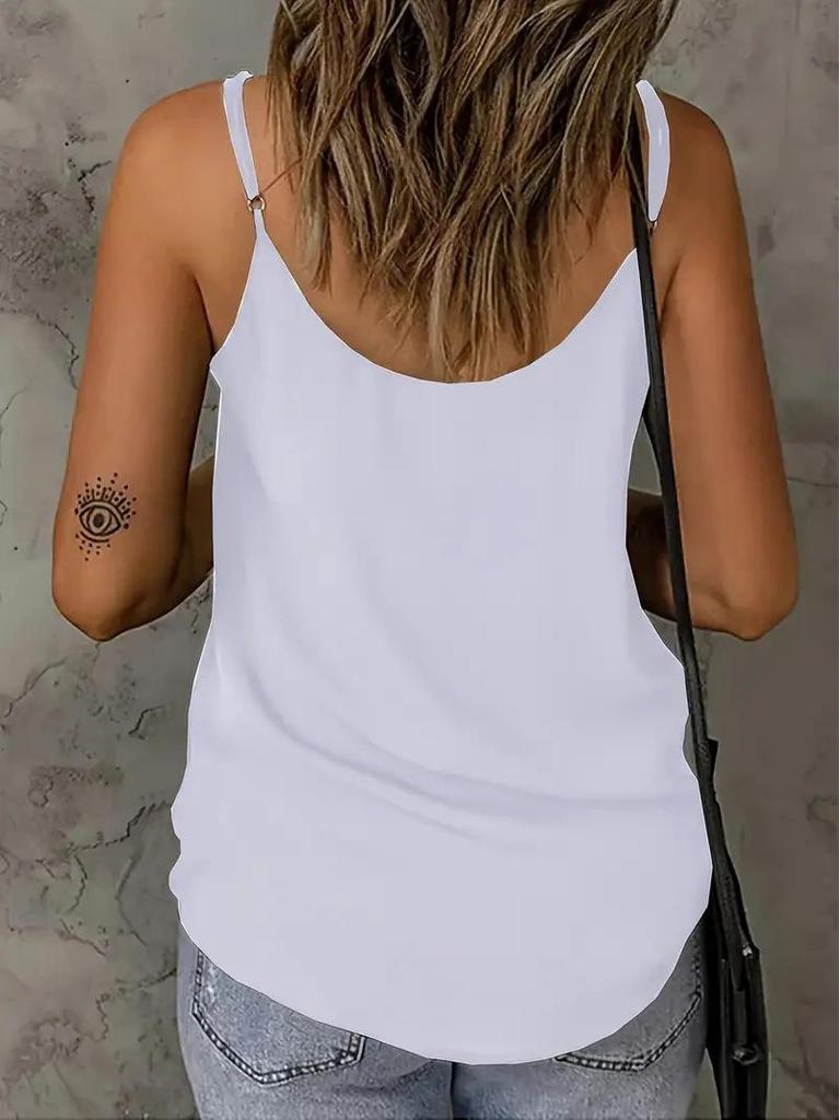 2026 Spring/Summer Women's Solid Color Mesh V-Neck Camisole - European & American Fashion