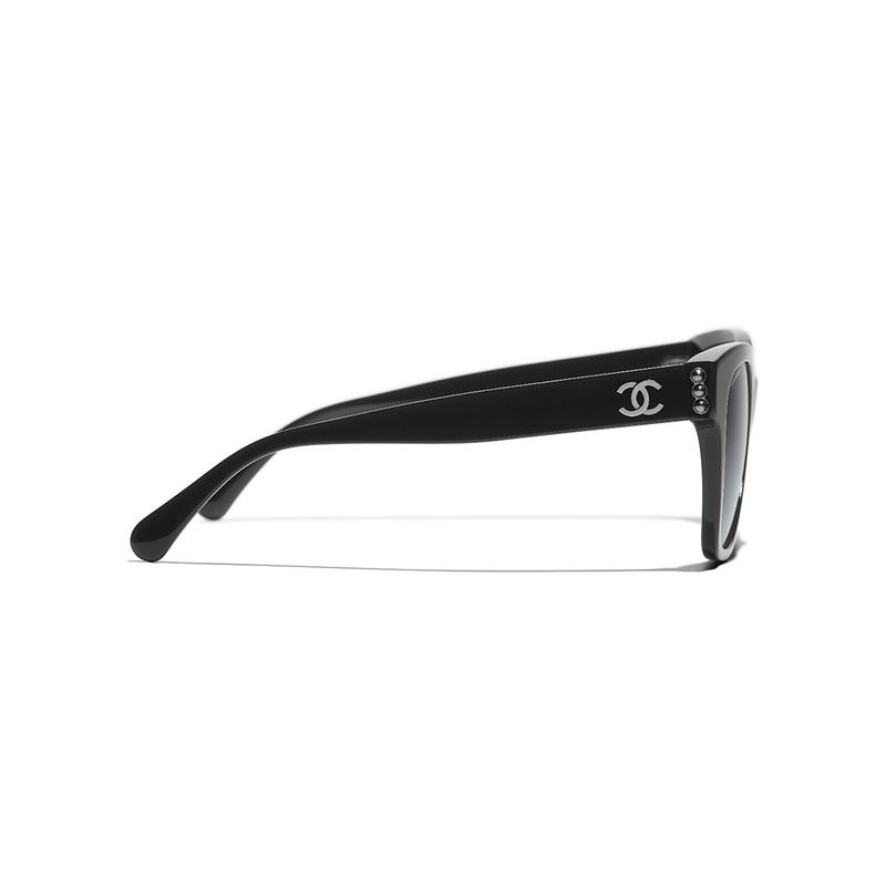CHANEL Retro Trendy Pearl Style Acetate Frame Butterfly Sunglasses Same Style Couple Style Black