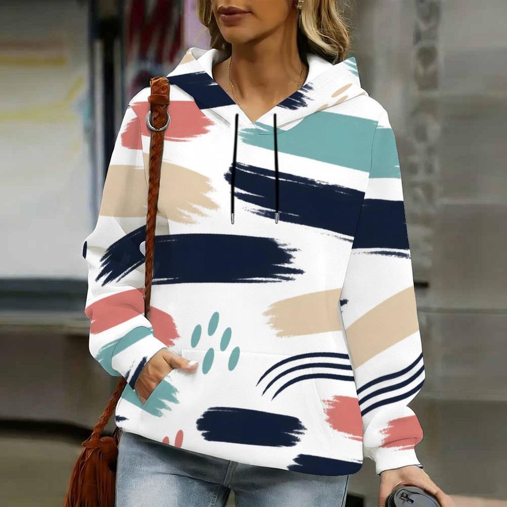 Women s Plus Size Swirl Gradient Printed Hoodie Long Sleeve Drawstring Kangaroo Pocket Pullover