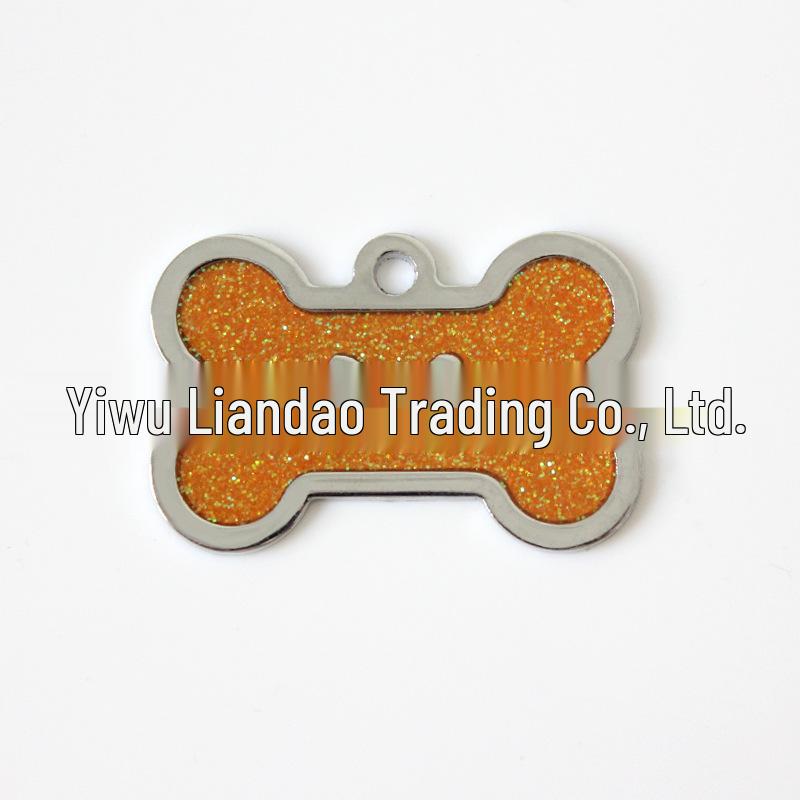 HC535 10-Color Glitter Dog Bone Metal Pet Tag Pendant