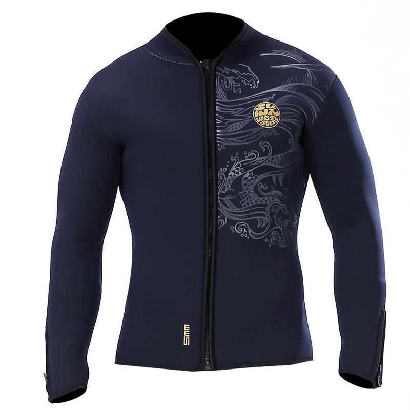 5mm SLINX Fleece Lined Thickened Warm Diving & Surfing Wetsuit Jacket Top