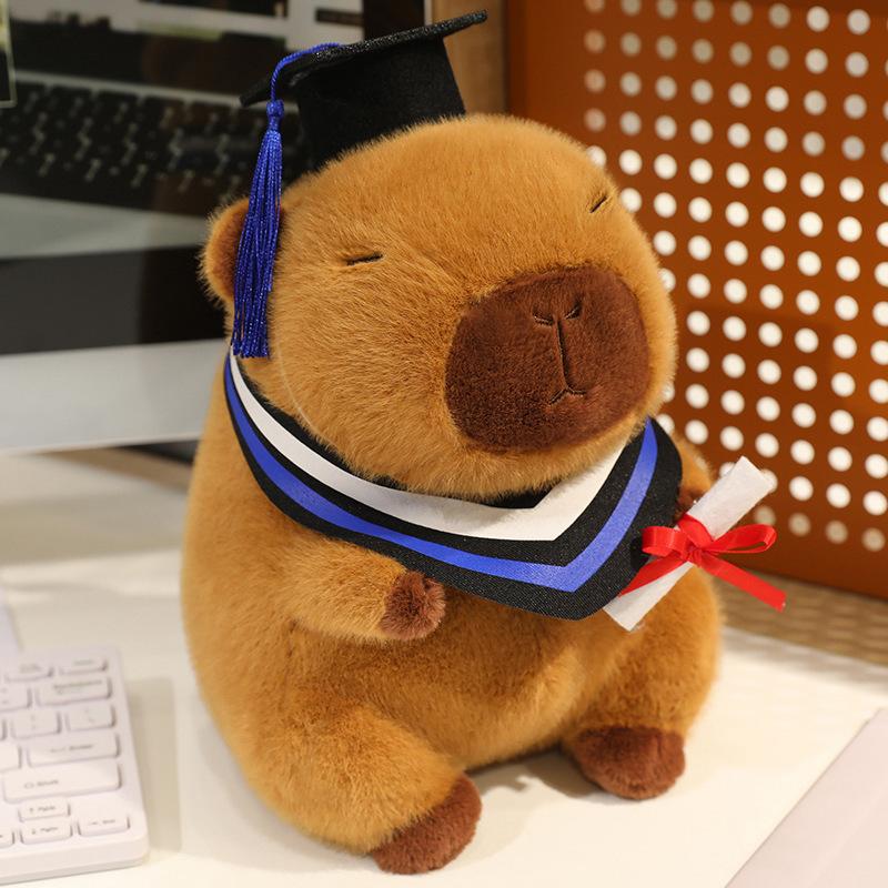 20/25cm Cartoon Graduation Capybara Detachable Doctoral Cap Capybara Animal Filling Toy Home Decoration A Gift For Boys  Girls