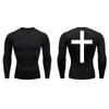 Cross Back Print Compression Shirts for Men Quick Dry Tees Tshirts Tops Gym Workout Running Undershirts Baselayers Rash Guard