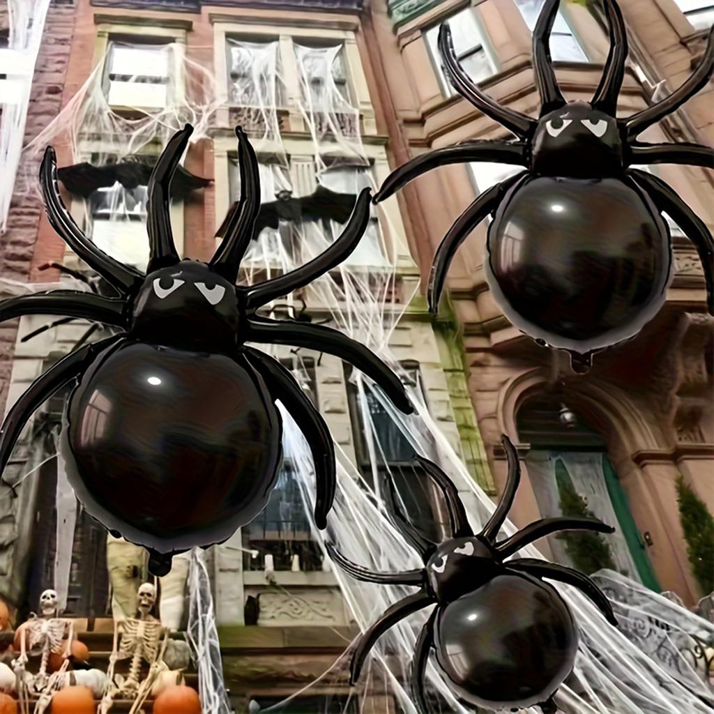 Spider Shaped Foil Balloon Halloween Party Decoration Reusable Inflatable Prop for Bar KTV Mall Event Atmosphere