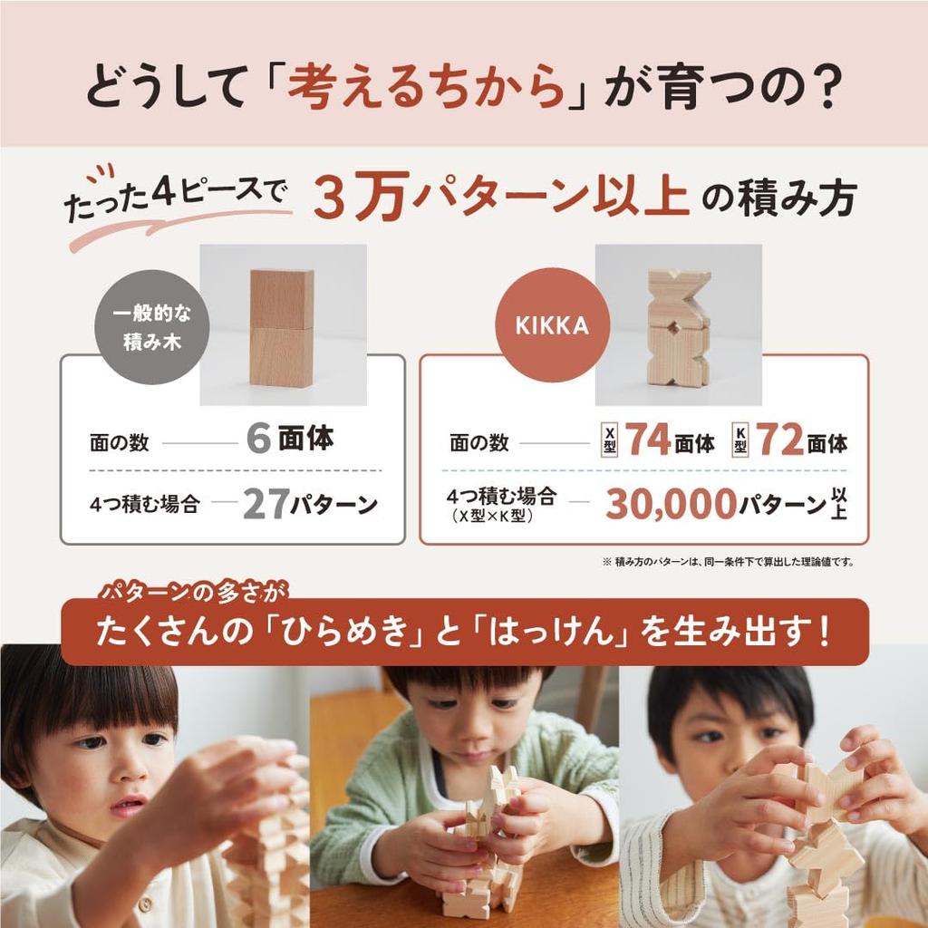 Design Award KIKKA Houten Bouwblokken in Japans Houten Speelgoed Leeftijden 5 Verjaardag Educatief Nieuw Patent Aangevraagd [Kinderwinnaar] (Gemaakt in Japan) (Hinoki