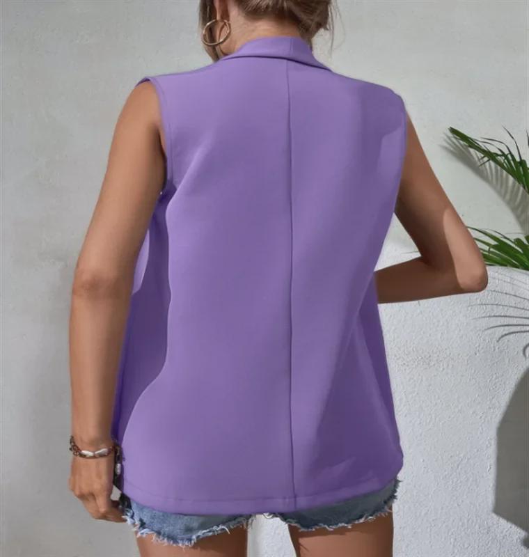 Vestă de costum de lungime medie fără mâneci pentru femei 2022 - Stil european și american