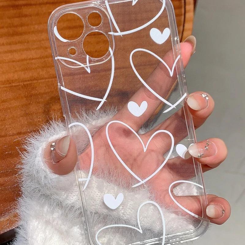 Fashion Flowers Case For Iphone17 16pro 15pro 14 13 12 11 12pro 13pro Max 14plus Silicone Anti Fall Protective Cover Heart Cover