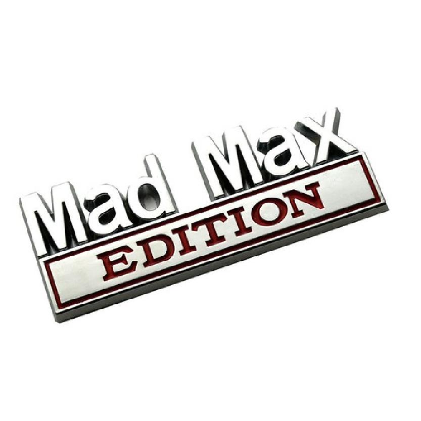 2pcs Metal Mad Max Edition Decals Sticker 3D Raised Letter Emblem Chrome Red