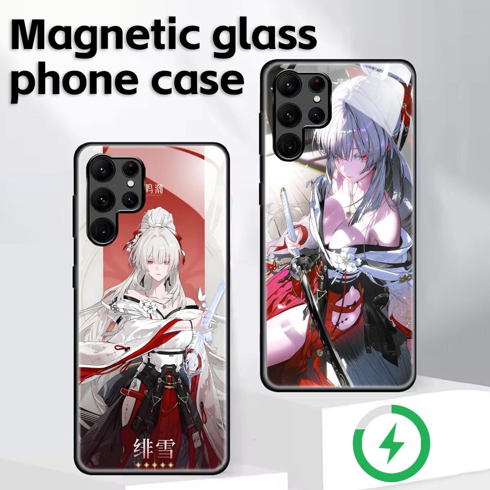 Wuthering Waves Hiyuki Phone Case For Samsung S26 S25 S24 S23 S22 S21 Plus Ultra Note20 Glass Magnetic Case
