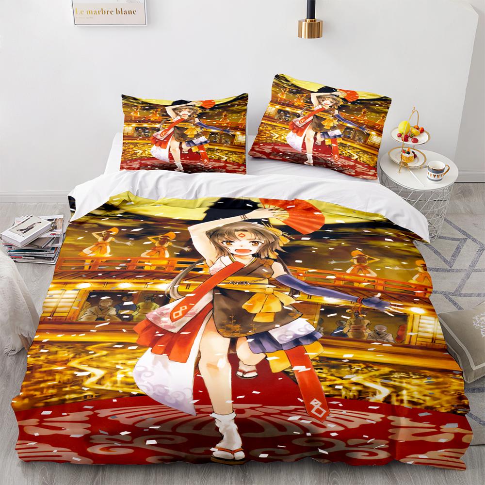 Kawaii Girl Bedding Set Single Twin Full Queen King Size Anime Girl Bed Set Aldult Kid Bedroom Duvetcover Sets 3D Pr Twin S