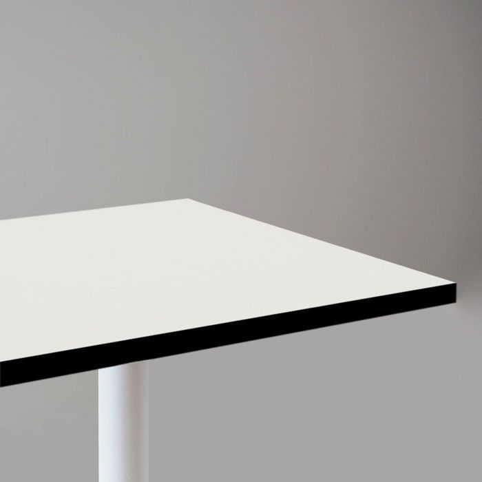 Mange-debout 60 x 60 cm - modèle Round pied blanc blanc chants noir