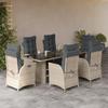 VidaXL Garden Dining Set and Cushions 7 Pcs Light Grey Rattan 3213362