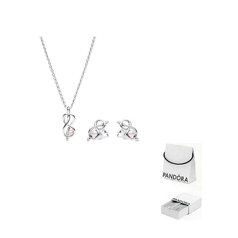 Pandora Design Logo Imitatie Perle Argint 925 Zirconiu Cubic Colier Colier Unisex ZT3130-1