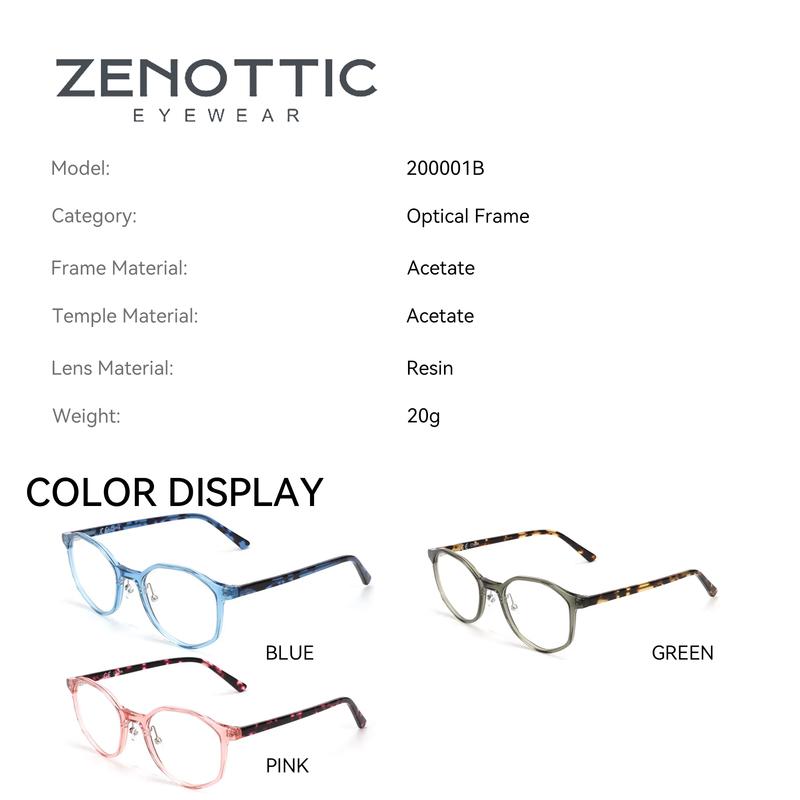ZENOTTIC Casual Geometric Round Optical Prescription Eyeglasses Frames for Men Women Ultralight Acetate Spectacle Frame