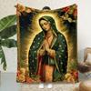 Virgin Mary Flannel Blanket - HD Religious Print Throw, Ultra-Soft All-Season Gift for Catholics, Cozy Sofa/Bed Decor"