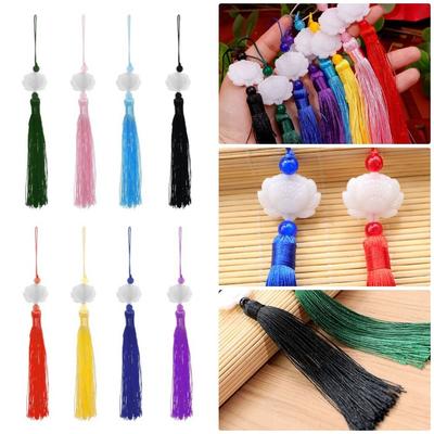 1Pcs Ancient Chinese Style Knot Jade Beads Tassel Lotus Tassels Fan Falling Ornaments Silk Tassels Clothing Pendant