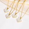 Heart Seashell 26-Letter Pendant Necklace In Gold Stainless Steel