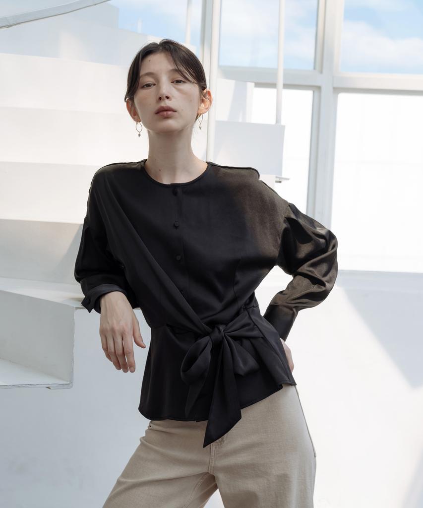 YOUNESS Tie-Waisted Blouse