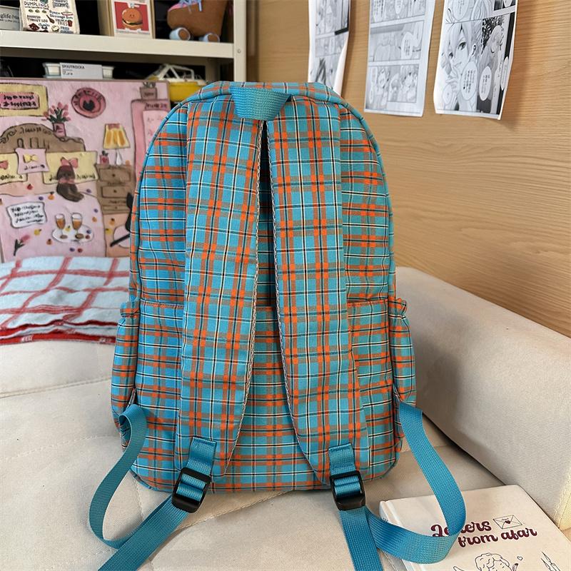 Plaid Student Schoolbag Women's Lightweight Large Capacity Backpack