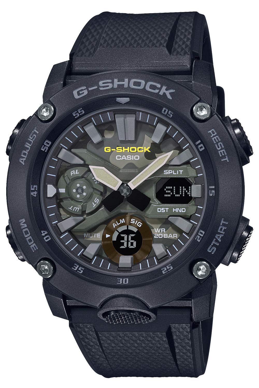

Casio Часы утилитарного цвета с карбоновой защитой корпуса для мужчин G-Shock (ГА-2000СУ-1АЖФ)