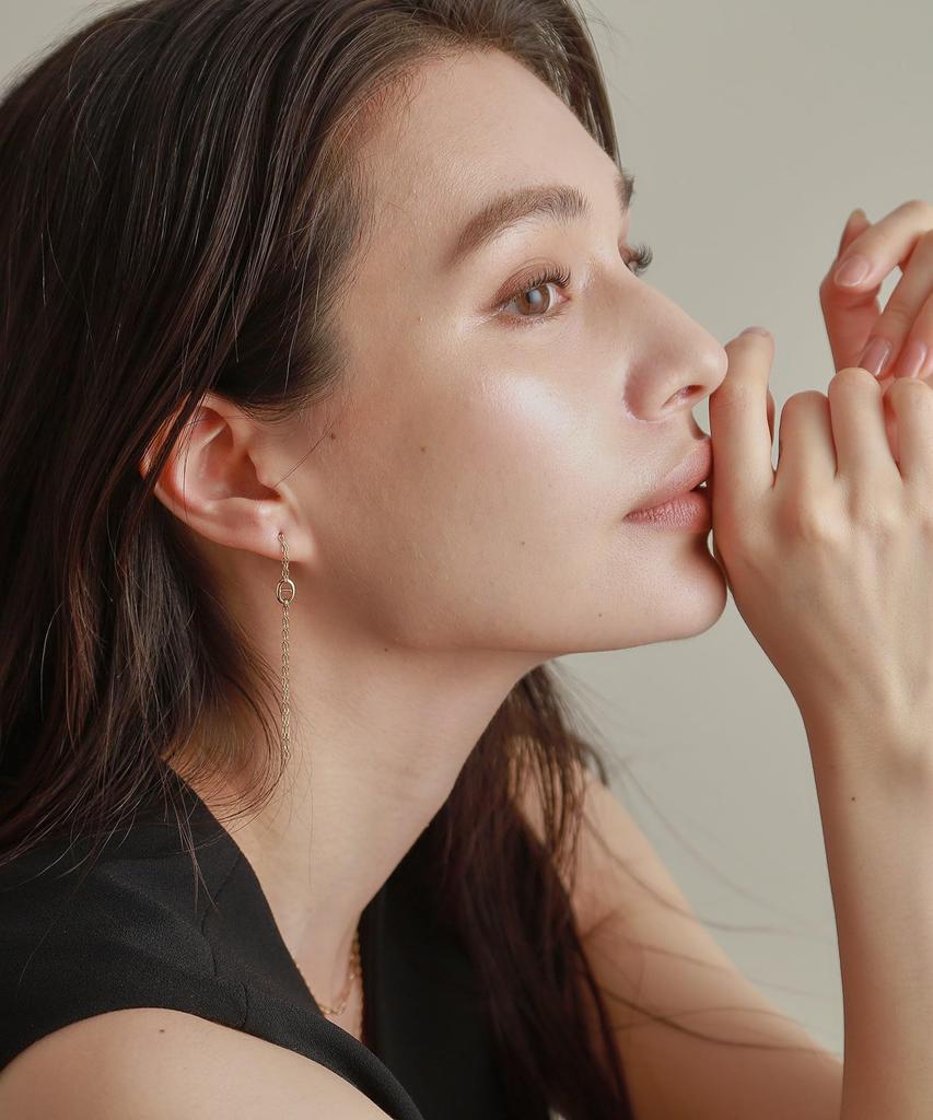 Earrings K10 Marine Motif Chain Fringe Stud Earrings 40576594 Yellow Gold 00 [Kokoshnick] Women's (100)