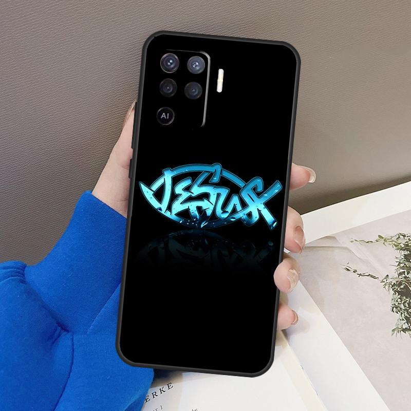 Fish Symbol Jesus Christ Christian Case For Oppo A76 A16 A96 A17 A18 A60 A80 A40 A38 A58 A78 A98 A94 A74 A54 A15 A57 A77 A5 Pro