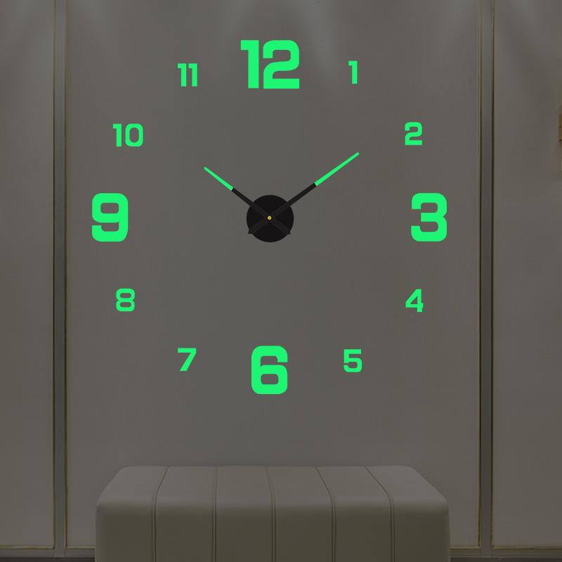 European Style Minimalist Large Luminous Silent Clock DIY Three-dimensional Digital Wall Clock Living Room Bedroom Digital Wall Mounted Clock