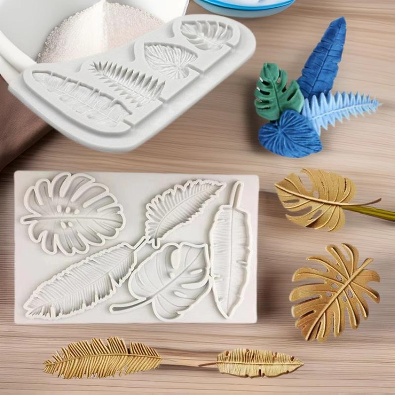 2/4 Pcs 4 Leaves Silicone Sugarcraft Mold Resin Tools Cupcake Fondant Cake Decorating Tools.