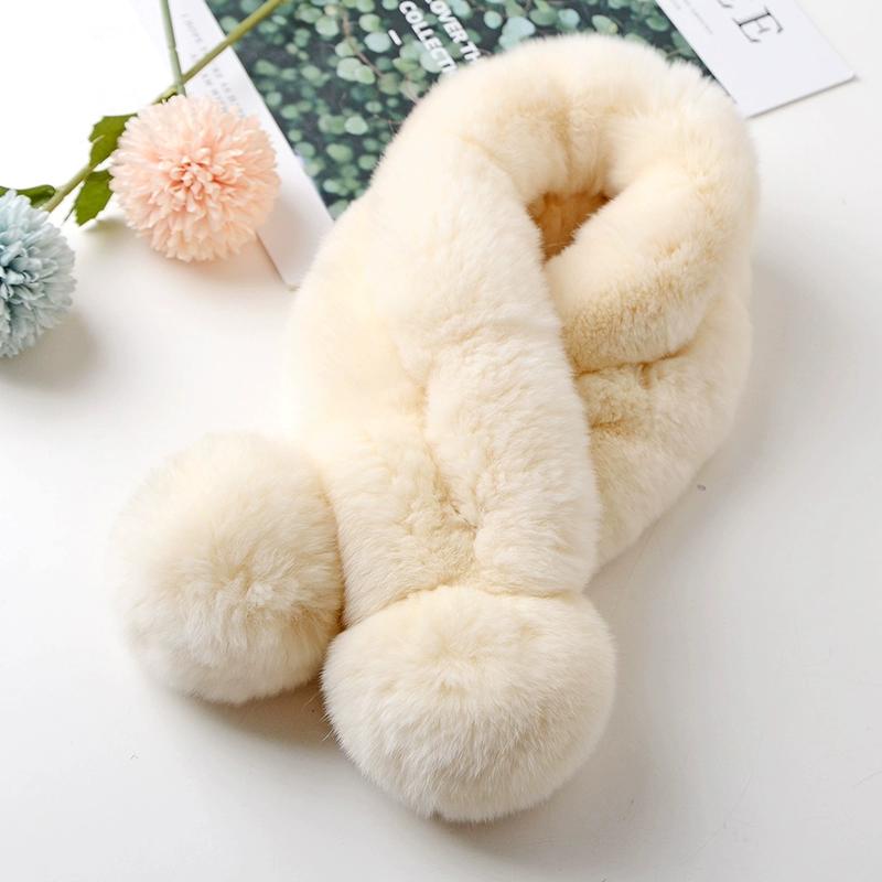 Versatile Rabbit Hair Scarf Women's Autumn and Winter Warm Real Rex Rabbit Hair Scarf Solid Color Children's Universal Thickened Hair