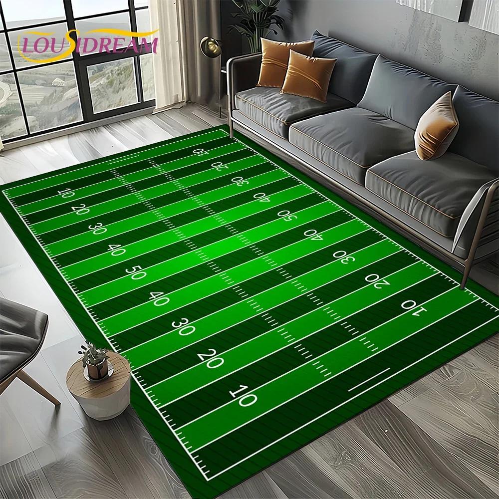 Tapis de dessin animé Terrain de rugby Rugby Football américain Tapis pour salon Chambre Décoration de maison Canapé, Tapis de sol antidérapant