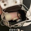 Korean niche design silver chain backpack women's high-end retro portable bucket bag