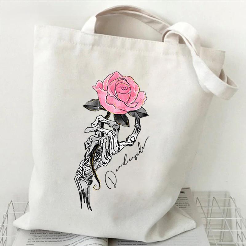 Bolsa de compras de lona com gráficos Harajuku Bolsa tote feminina Bolsa de ombro de grande capacidade Bolsa tote feminina ecológica