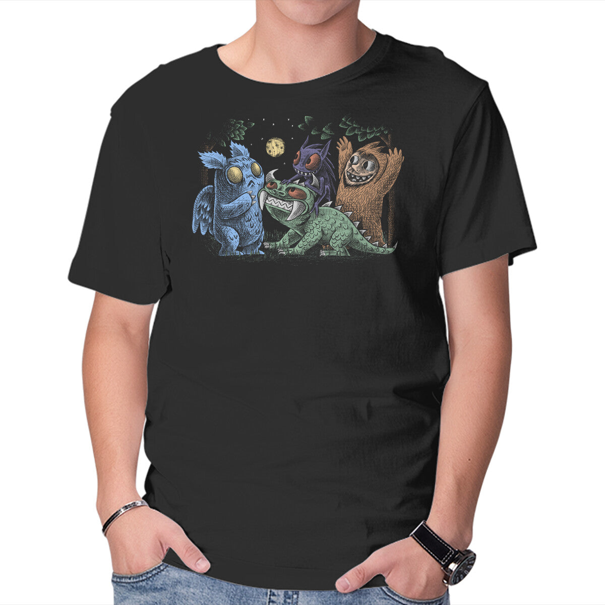 Unisex Crew Neck T-Shirt A Really Wild Rumpus Graphic Short Sleeve Casual Tee XXL